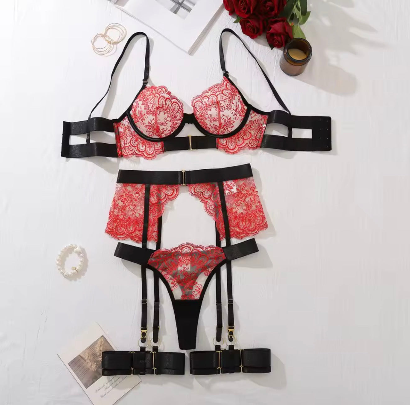 Serena Red Lingerie Set