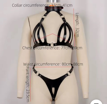 Matte Leather Lingerie Set