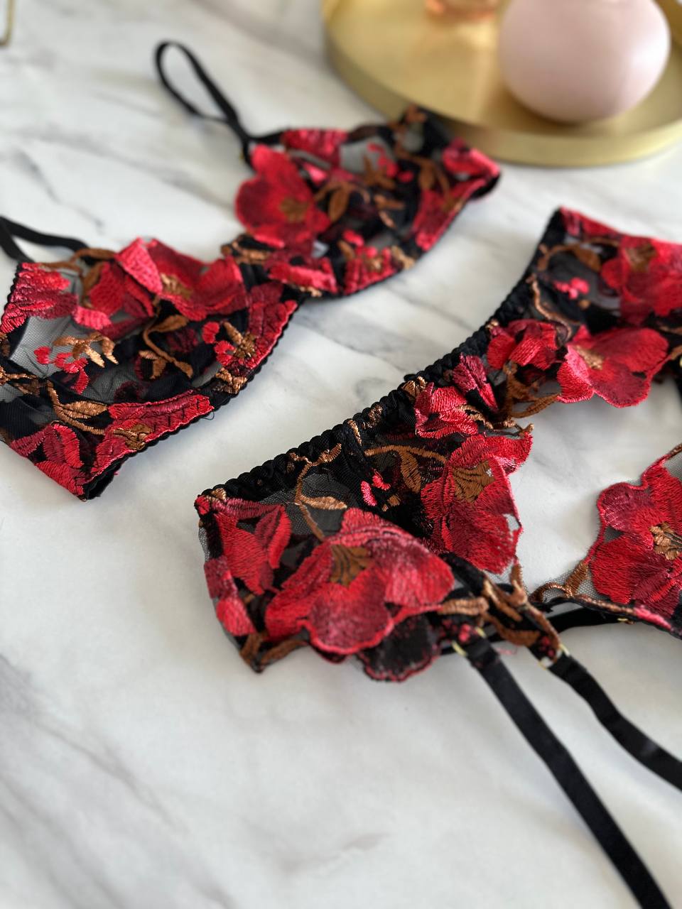 Red Radiance Flower Lingerie