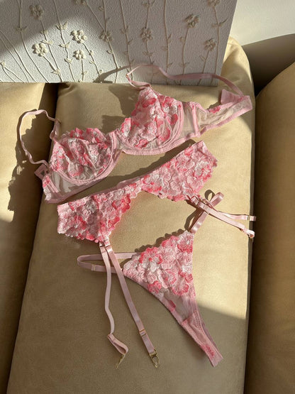 Pink Rose Lingerie Set